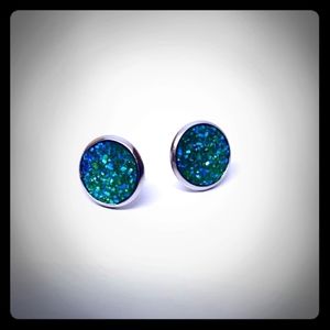 Stainless steel Drusy post earrings